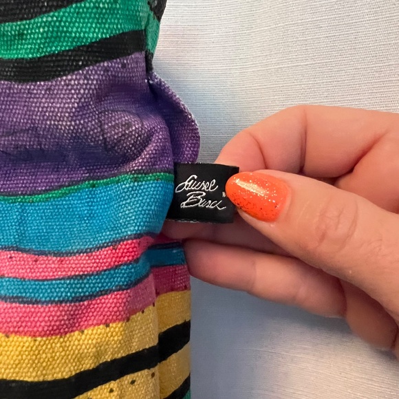 Laurel Burch multicolored Cats & Stripe Canvas Shoulder Tote Bag - Picture 4 of 10